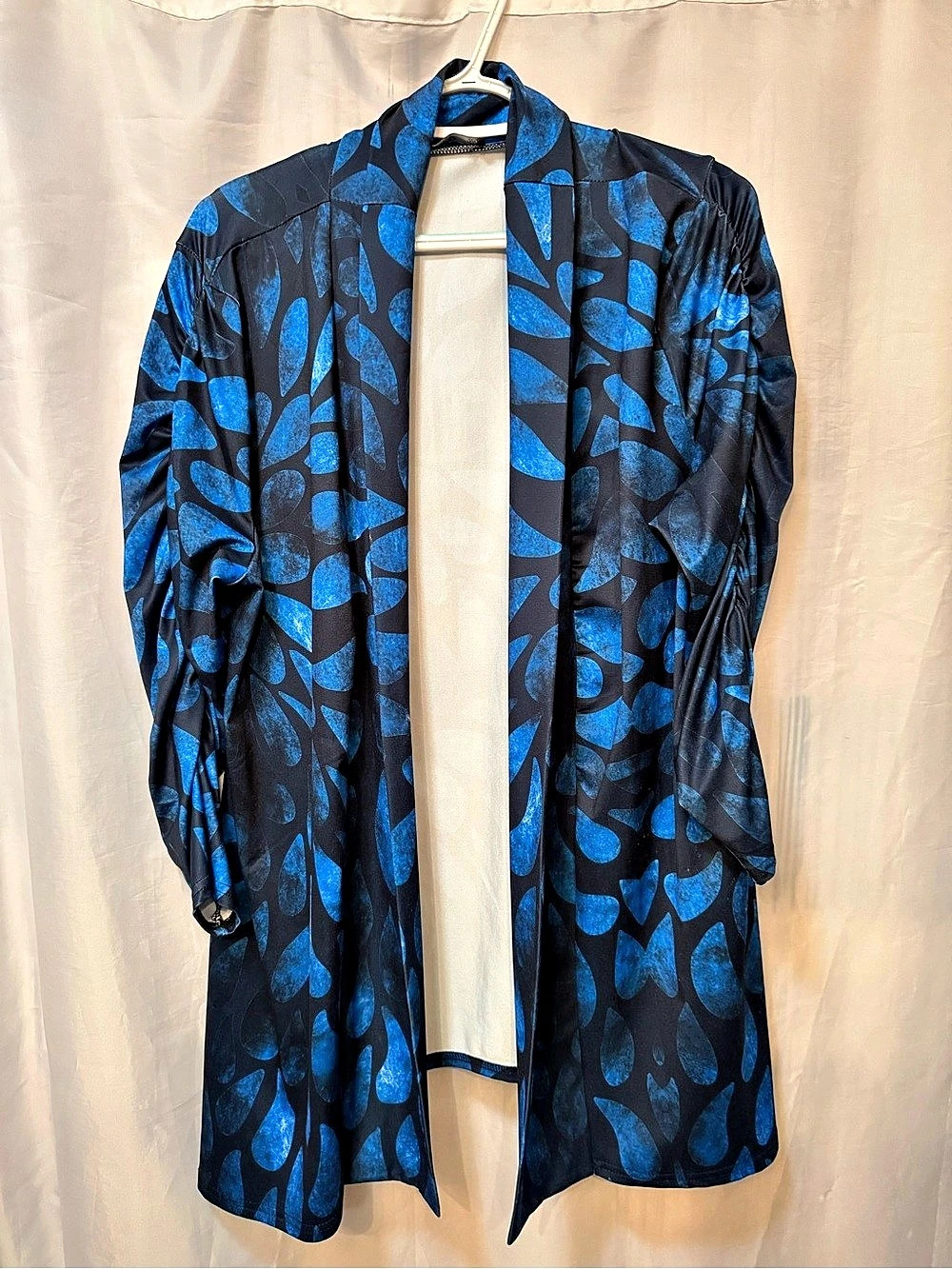 Lily by Firmiana Blue Black Floral Duster Cardigan 2XL
